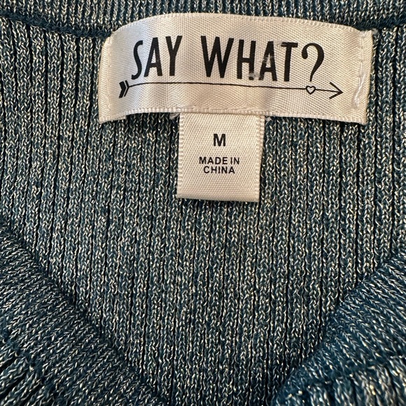 Say what? Metallic Teal Long Sleeve Dress - Picture 4 of 7